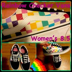 🌈Rainbow Checker Vans